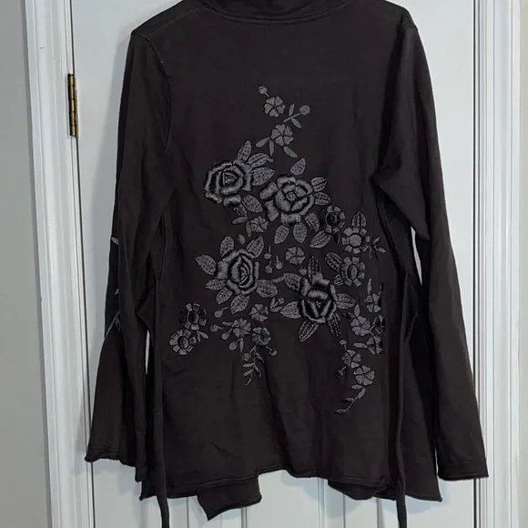 Lucky Brand Charcoal Jacket with Floral Embroidery - Picture 2 of 5